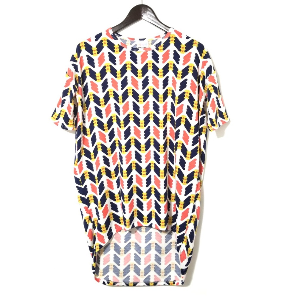 Lularoe Irma NWOT High-Low Tunic Pink/Blue/Gold